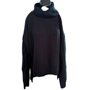 Anthro ASTR the Label Ariella Cut Out Sweater Sz S Black‎ Chunky Cable Knit